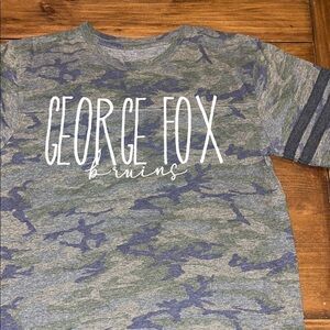 George Fox Bruins Green and Blue Short Sleeve Tee with Marbled Design